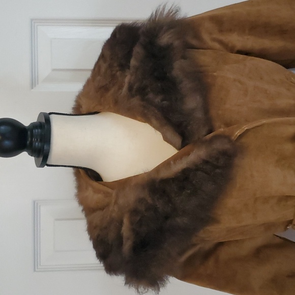 Foxy Brown vintage ultra suede padded lining faux fur collar coat - Picture 2 of 13